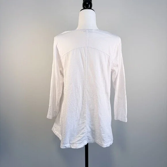 Habitat Long Sleeve Top Tunic Lagenlook Boho Coastal Casual White Size Medium - Picture 5 of 13
